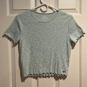 Hollister Baby Tee - Pale Green with White Flowers